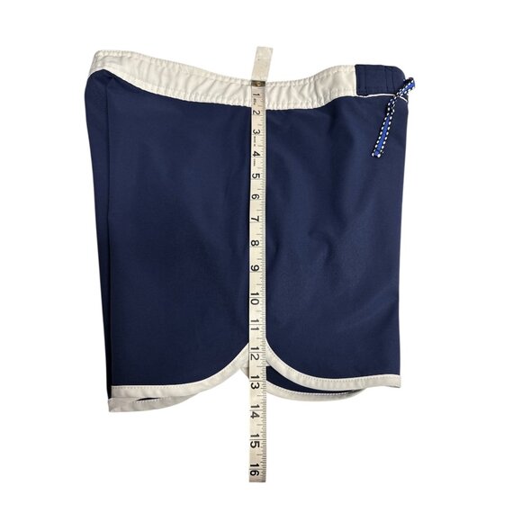 L.L.Bean Girls Navy Swim Shorts Size 14 With Pocket & White Trim - Picture 8 of 9